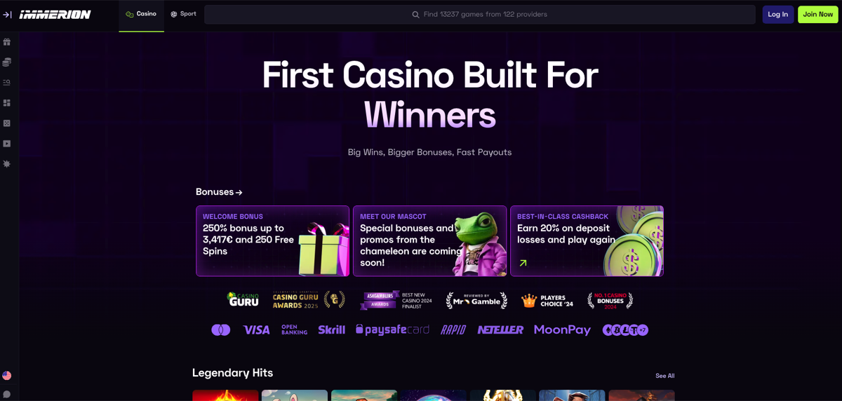 Immerion Casino kasiino pakkumised