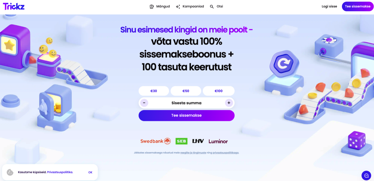 Trickz Casino kasiino pakkumised