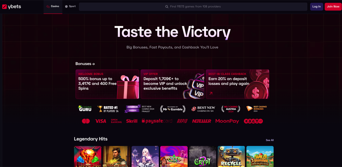 Ybets Casino kasiino pakkumised